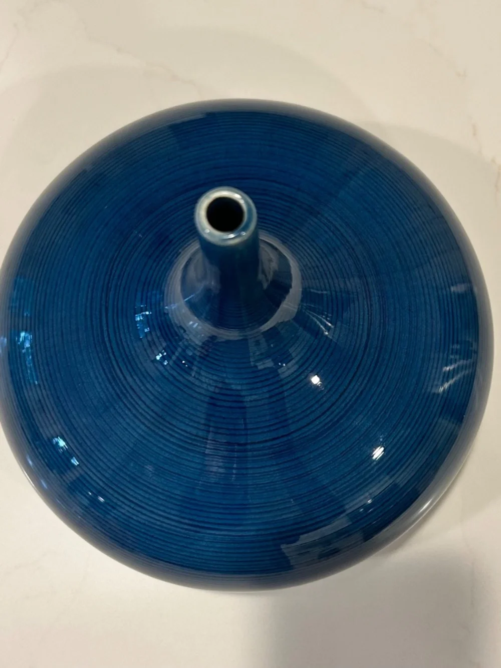 Uttermost Zayan Coastal Style Ceramic Blue  Vase 9x8x9